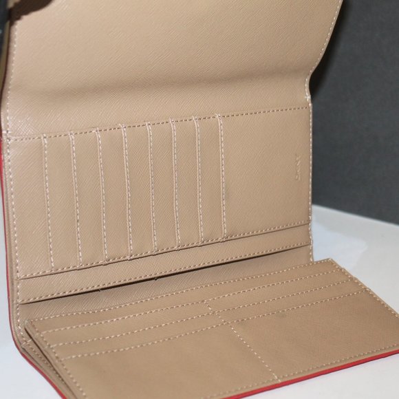 New DKNY Lipstick RED Ostrich Embossed Continental Wallet - Picture 5 of 9